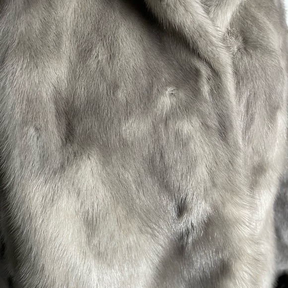 Blue mink solid  real fur collar coat with hooks - Picture 3 of 9